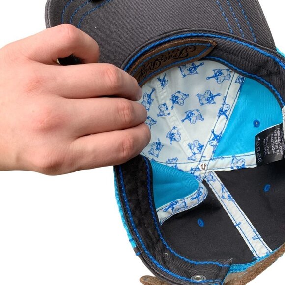 VINTAGE True Religion Patchwork Hat Baseball Cap Blue - Picture 7 of 7